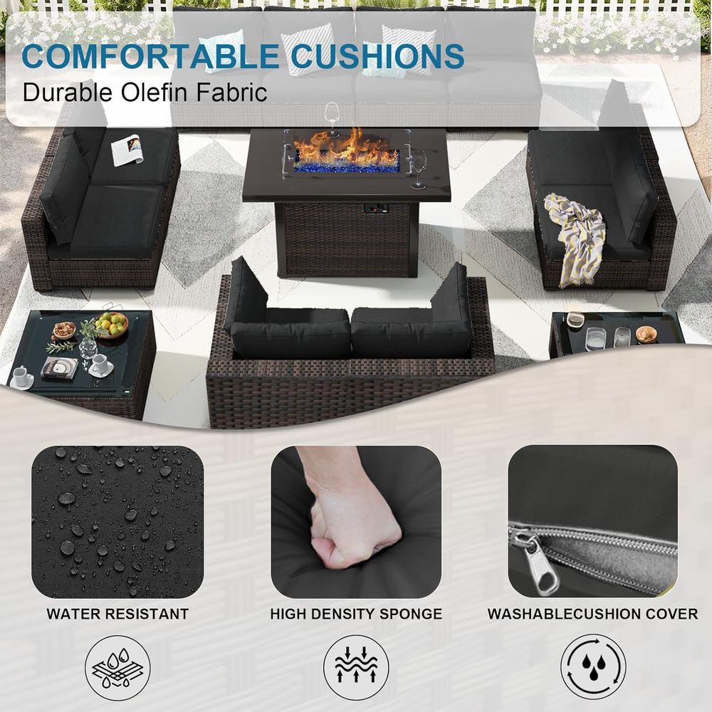 13-Piece Outdoor Sectional Pat - Outdoor Furniture Fire Table incelemesi ve fiyatı