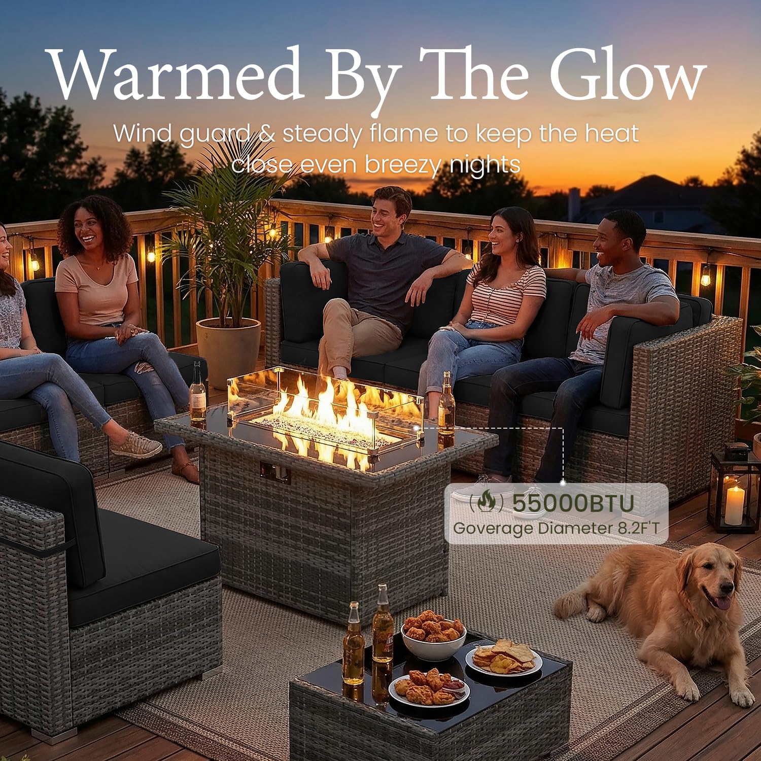 8 Piece Patio Furniture Set wi - Outdoor Furniture Fire Table incelemesi ve fiyatı