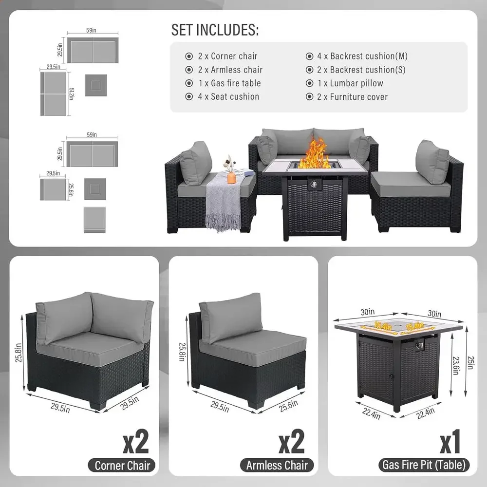 5-Piece Outdoor Patio Furnitur - Outdoor Furniture Fire Table incelemesi ve fiyatı
