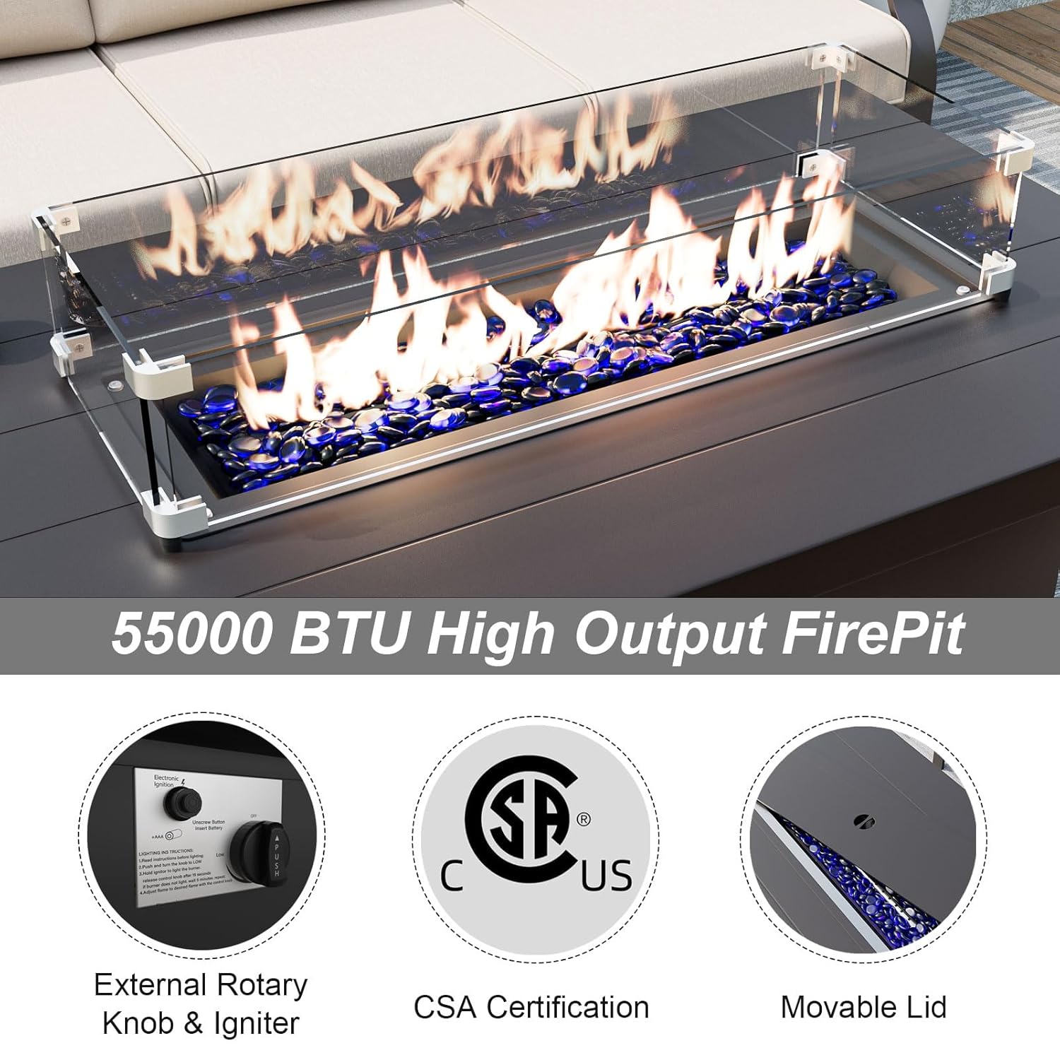 5-seat Aluminum Patio Sectiona - Outdoor Furniture Fire Table incelemesi ve fiyatı