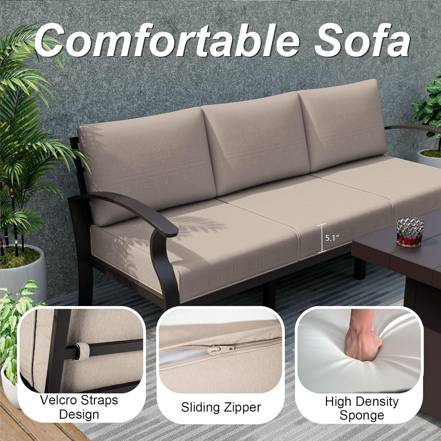 5-seat Aluminum Patio Sectiona - Outdoor Furniture Fire Table incelemesi ve fiyatı