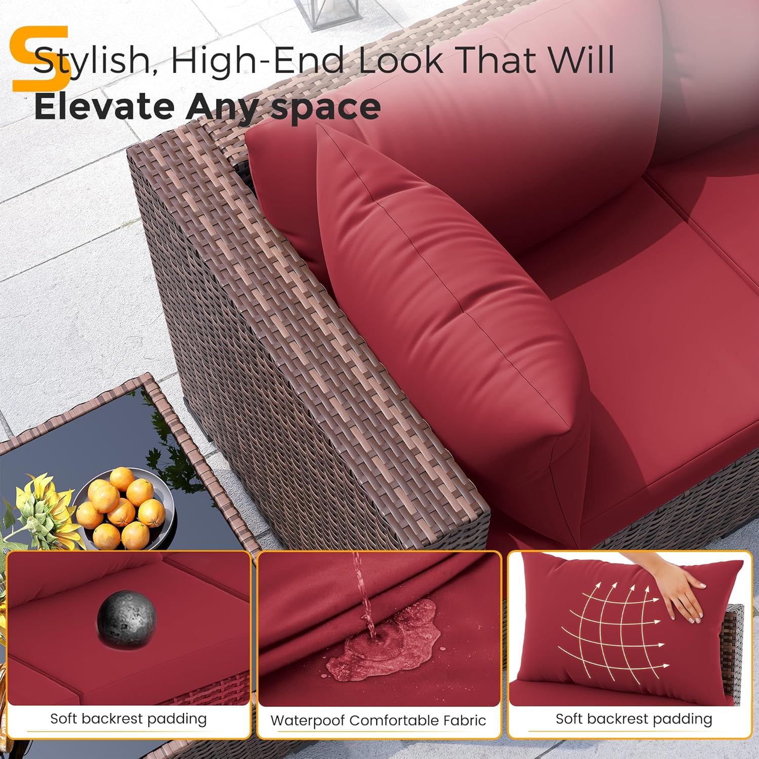 8pc All-Weather Wicker Section - Outdoor Furniture Fire Table incelemesi ve fiyatı