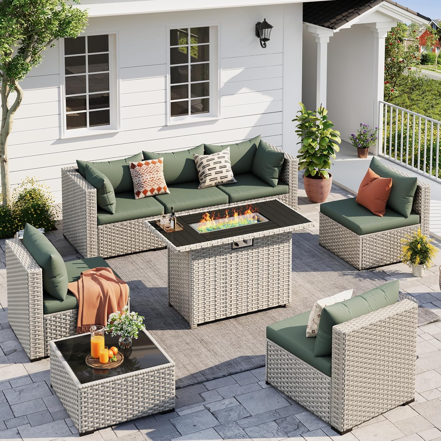 8-Seat Outdoor Sectional Sofa  - Outdoor Furniture Fire Table incelemesi ve fiyatı