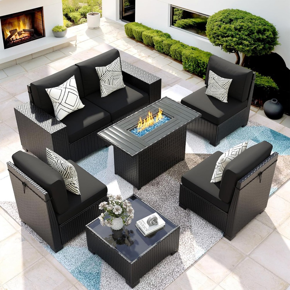 7 Piece Outdoor Sectional Sofa - Outdoor Furniture Fire Table incelemesi ve fiyatı