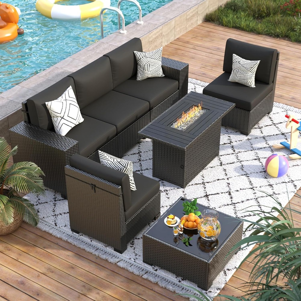 7 Piece Outdoor Sectional Sofa - Outdoor Furniture Fire Table incelemesi ve fiyatı