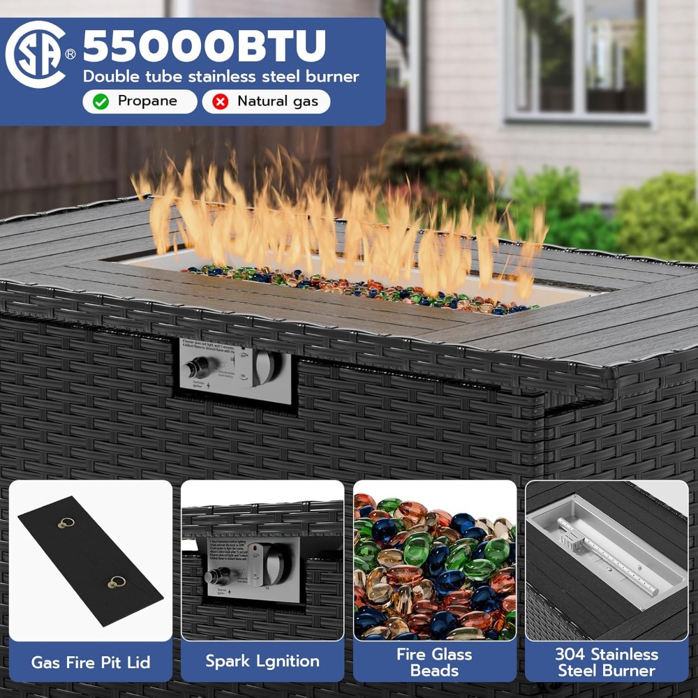 7 Piece Outdoor Sectional Sofa - Outdoor Furniture Fire Table incelemesi ve fiyatı