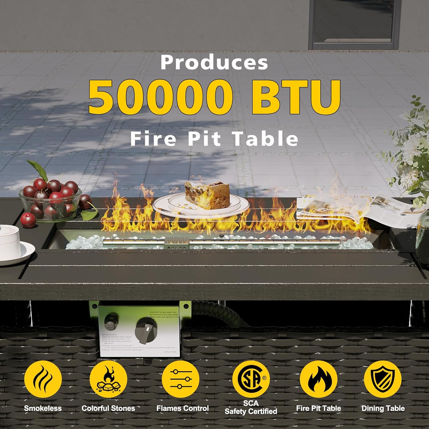 Patio Furniture Set with Fire  - Outdoor Furniture Fire Table incelemesi ve fiyatı