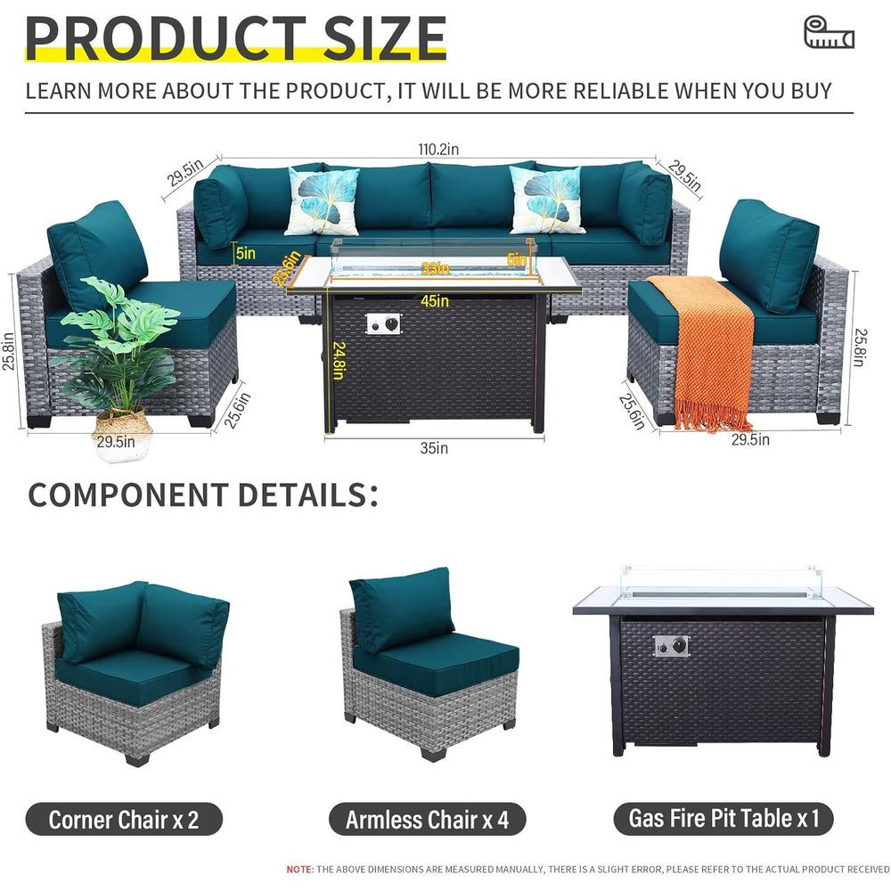 7-Piece Outdoor Wicker Patio F - Outdoor Furniture Fire Table incelemesi ve fiyatı