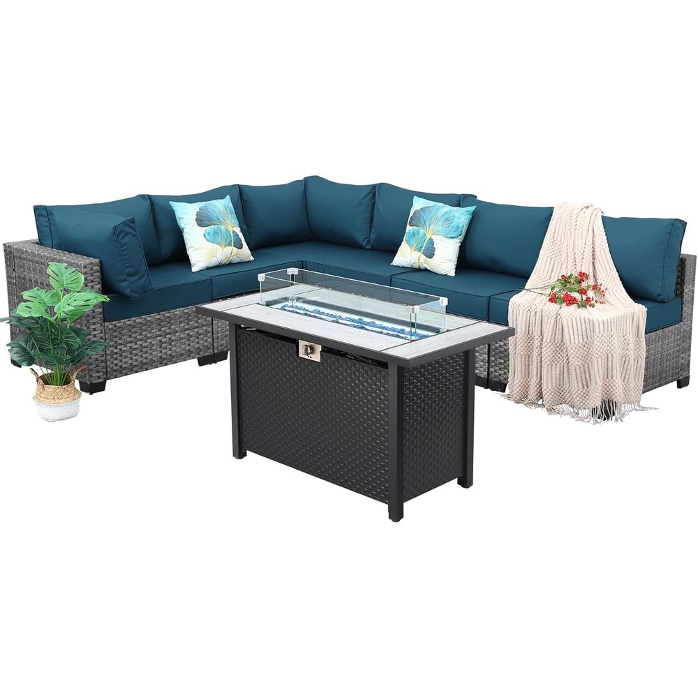 7-Piece Outdoor Wicker Patio F - Outdoor Furniture Fire Table incelemesi ve fiyatı