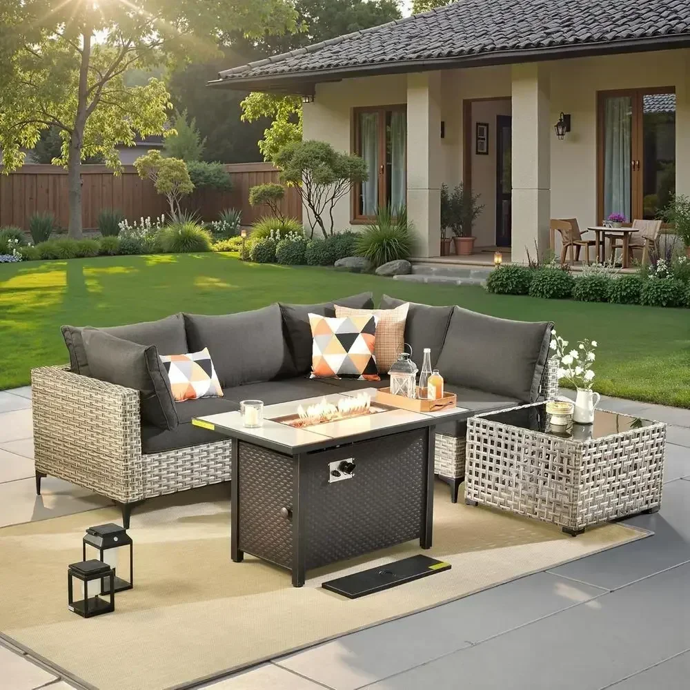6-Piece Outdoor Wicker Patio F - Outdoor Furniture Fire Table incelemesi ve fiyatı