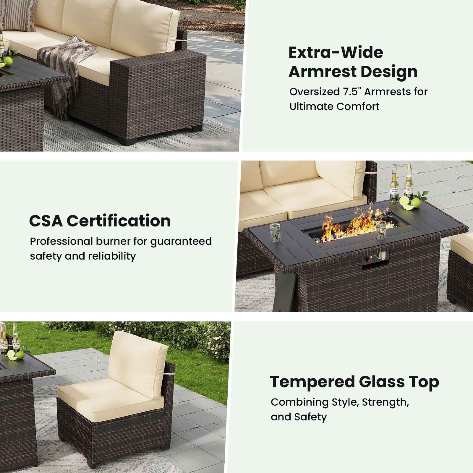 7 Piece Patio Furniture Set wi - Outdoor Furniture Fire Table incelemesi ve fiyatı
